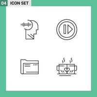 Line Pack of 4 Universal Symbols of training archive head media document Editable Vector Design Elements