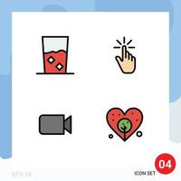 Modern Set of 4 Filledline Flat Colors Pictograph of and hand kitchen finger camera Editable Vector Design Elements