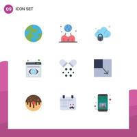 Pack of 9 Modern Flat Colors Signs and Symbols for Web Print Media such as medical browser data view eye Editable Vector Design Elements