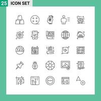 25 Creative Icons Modern Signs and Symbols of luggage details head body analytics Editable Vector Design Elements