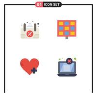 Pack of 4 Modern Flat Icons Signs and Symbols for Web Print Media such as board display panel add laptop Editable Vector Design Elements