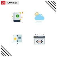 Set of 4 Modern UI Icons Symbols Signs for book guide patrick weather instruction Editable Vector Design Elements