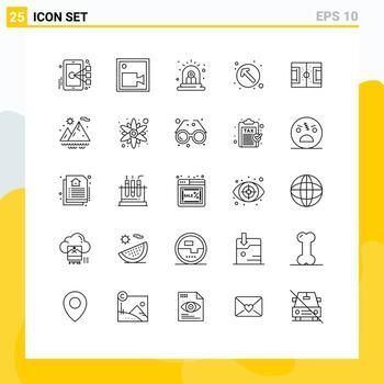 Mobile Interface Line Set of 25 Pictograms of football up left alarm pointer arrow Editable Vector Design Elements