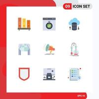 Modern Set of 9 Flat Colors and symbols such as speaker living stopwatch home hosting network Editable Vector Design Elements
