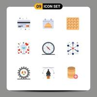 Set of 9 Modern UI Icons Symbols Signs for business romantic date night date Editable Vector Design Elements