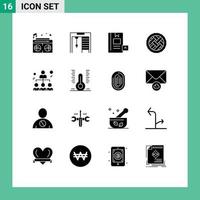 Pictogram Set of 16 Simple Solid Glyphs of business pie e dessert baking Editable Vector Design Elements