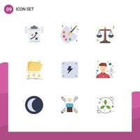 Set of 9 Modern UI Icons Symbols Signs for electricity folder painting files backup Editable Vector Design Elements