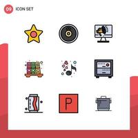 Universal Icon Symbols Group of 9 Modern Filledline Flat Colors of valentines music loudspeaker love files Editable Vector Design Elements