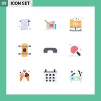 User Interface Pack of 9 Basic Flat Colors of hang up decline pencil sport longboard Editable Vector Design Elements