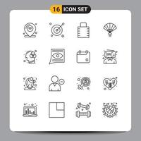 16 Thematic Vector Outlines and Editable Symbols of human mind chinese key china fan Editable Vector Design Elements