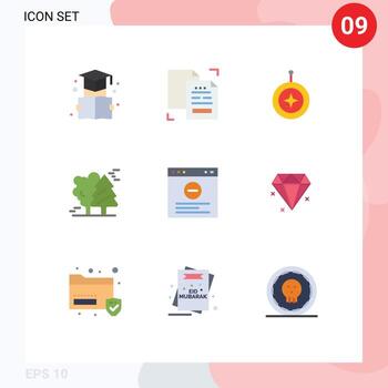 9 Flat Color concept for Websites Mobile and Apps pine trees arctic duplicate alpine shield Editable Vector Design Elements