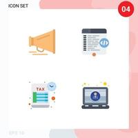 Universal Icon Symbols Group of 4 Modern Flat Icons of speaker schedule code window tax return Editable Vector Design Elements