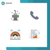 Pack of 4 Modern Flat Icons Signs and Symbols for Web Print Media such as sink analysis phone forecast increase Editable Vector Design Elements