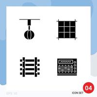 Modern Set of 4 Solid Glyphs and symbols such as appliances transportation house railways night Editable Vector Design Elements