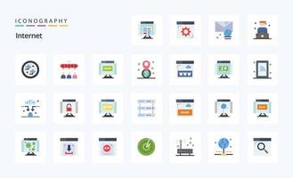 25 Internet Flat color icon pack vector