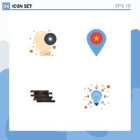 4 User Interface Flat Icon Pack of modern Signs and Symbols of disc firewall productivity map wall Editable Vector Design Elements