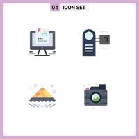 4 Flat Icon concept for Websites Mobile and Apps resume equipment computer devices dish Editable Vector Design Elements