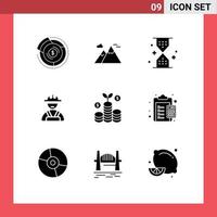 Modern Set of 9 Solid Glyphs and symbols such as business construction travel builder ui Editable Vector Design Elements