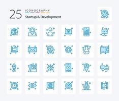 Startup And Develepment 25 Blue Color icon pack including file. chart. man. cell. video vector