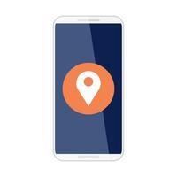 social media concept, gps location app in smartphone, on white background vector