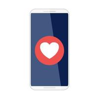 social media concept, love reaction in smartphone, on white background vector