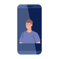 man in smartphone device, social media concept vector