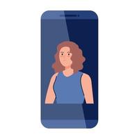 mujer en dispositivo de teléfono inteligente, concepto de redes sociales vector