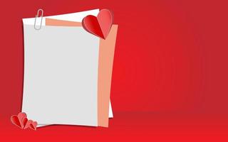 composición de álbum de recortes con papel de notas, cintas, elementos de flores y pegatina de corazón. página para la tarjeta de felicitación de san valentín. banner con lugar para texto. ilustración vectorial vector