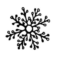 Doodle snowflake. Hand drawn vector winter element isolated on white background.