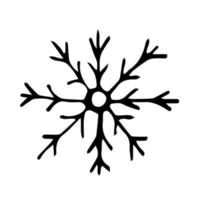 Doodle snowflake. Hand drawn vector winter element isolated on white background.