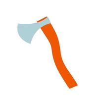 Vector axe illustration. Hand drawn hatchet sketch with orange handle. Vector stock illustration. Garden tool.