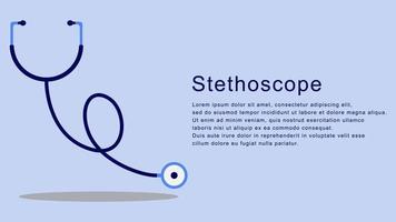 Stethoscope medical kit banner background with copy space. Vector illustration. EPS 10.