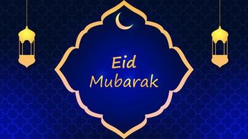 Eid mubarak greeting card banner background with lantern and curved design. Vector illustration. EPS 10.