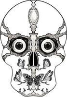 Art surreal skull. Hand drawing and make graphic vector. vector