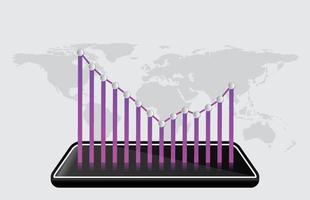 plantilla infográfica del paso del proceso con teléfono móvil, vector infográfico de presentación