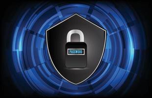 abstract background of futuristic technology digital Padlock with shield, personal data cyber security vector