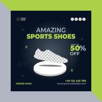 New editable minimal square Amazing sports shoes  banner template. Suitable for social media posts and web or internet ads. Vector illustration with Photo College.