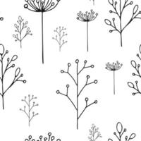 Seamless pattern with simple Plant elements isolated on a white background. Vector illustration.