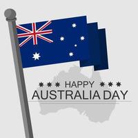 feliz día de australia, día de la independencia. bandera, ilustración de mapa y elementos vectoriales tarjeta de felicitación de concepto nacional, póster o diseño de banner web. vector