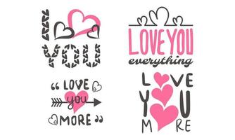 tarjeta del día de san valentín, amor, escuchar. cartel de tipografía con texto dibujado a mano y vector de elementos gráficos