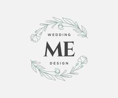 ME Initials letter Wedding monogram logos collection, hand drawn modern minimalistic and floral templates for Invitation cards, Save the Date, elegant identity for restaurant, boutique, cafe in vector