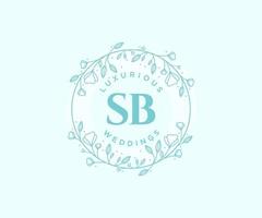 SB Initials letter Wedding monogram logos template, hand drawn modern minimalistic and floral templates for Invitation cards, Save the Date, elegant identity. vector