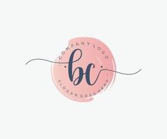 Initial BC feminine logo. Usable for Nature, Salon, Spa, Cosmetic and Beauty Logos. Flat Vector Logo Design Template Element.