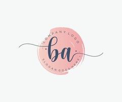 Initial BA feminine logo. Usable for Nature, Salon, Spa, Cosmetic and Beauty Logos. Flat Vector Logo Design Template Element.