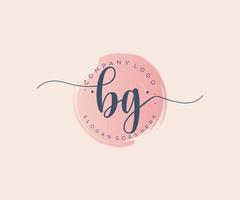 Initial BG feminine logo. Usable for Nature, Salon, Spa, Cosmetic and Beauty Logos. Flat Vector Logo Design Template Element.