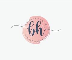 Initial BH feminine logo. Usable for Nature, Salon, Spa, Cosmetic and Beauty Logos. Flat Vector Logo Design Template Element.