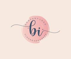 Initial BI feminine logo. Usable for Nature, Salon, Spa, Cosmetic and Beauty Logos. Flat Vector Logo Design Template Element.