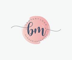 Initial BM feminine logo. Usable for Nature, Salon, Spa, Cosmetic and Beauty Logos. Flat Vector Logo Design Template Element.