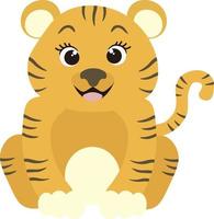 Cute cartoon Tiger. Vector illustration isolated on white background