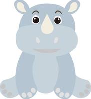 Cute cartoon Rhinoceros. Vector illustration isolated on white background